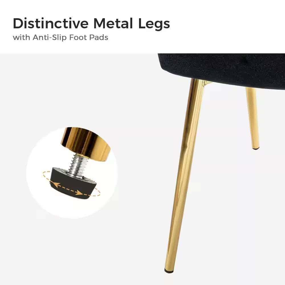 Black Velvet Wingback Side Chair with Gold Metal Legs 3 Black Velvet Wingback Side Chair with Gold Metal Legs - Image 3
