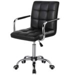 Modern Black Faux Leather Office Chair with Adjustable Height