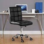 Modern Black Faux Leather Office Chair with Adjustable Height