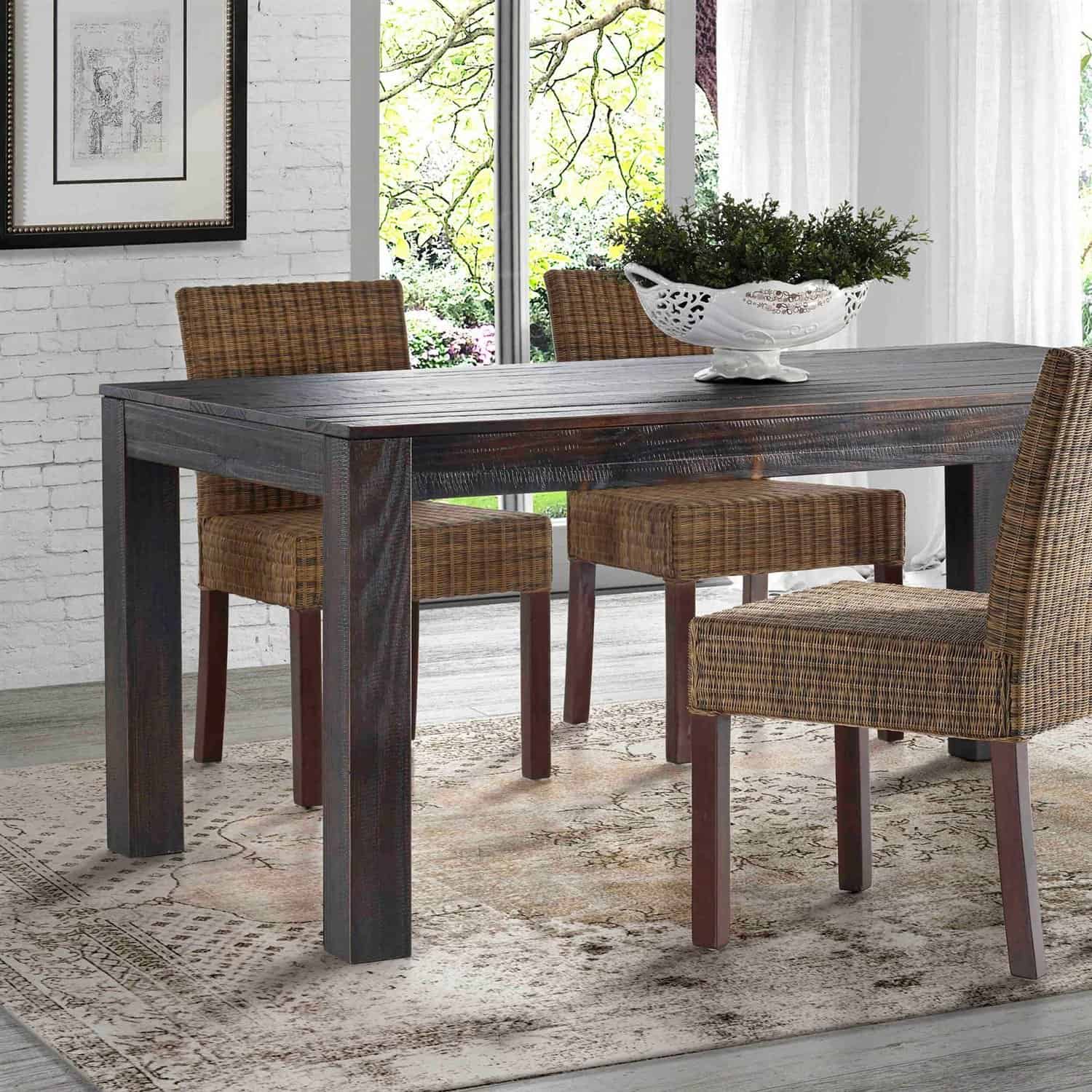 Rustic Modern Farmhouse Solid Wood Dining Table 63 Inch 3 Rustic Modern Farmhouse Solid Wood Dining Table 63 Inch - Image 3