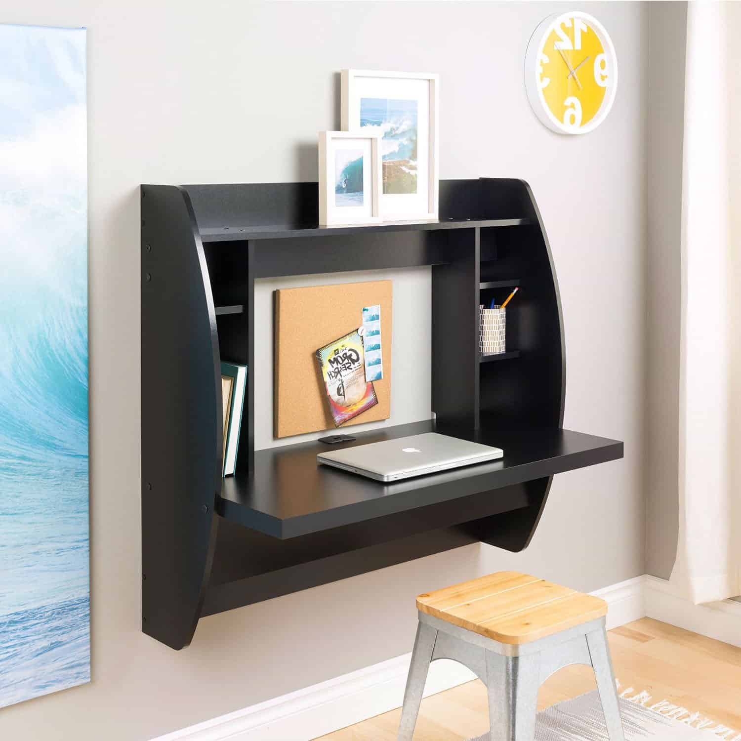 Space Saving Wall Mounted Floating Laptop Desk in Black 1 Space Saving Wall Mounted Floating Laptop Desk in Black