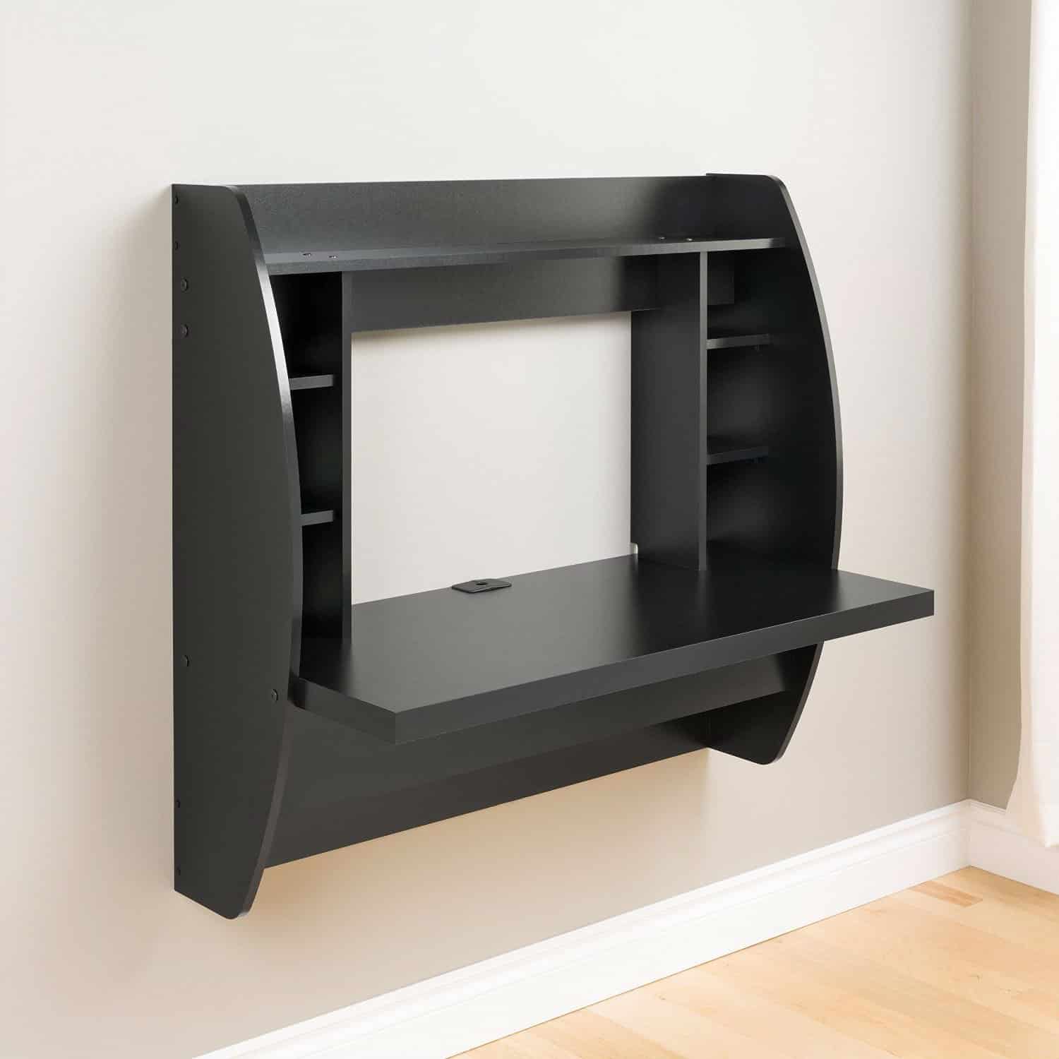Space Saving Wall Mounted Floating Laptop Desk in Black 2 Space Saving Wall Mounted Floating Laptop Desk in Black - Image 2