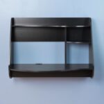 Wall Mounted Black Wood Laptop Desk with Shelves