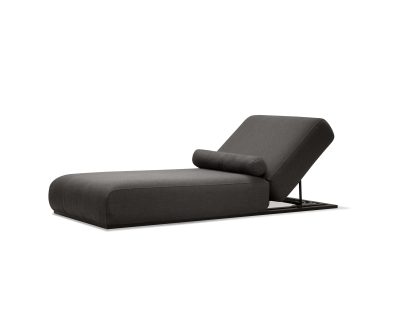 BONDI Charcoal Sunbrella Fabric Black Aluminum Outdoor Lounger Chair
