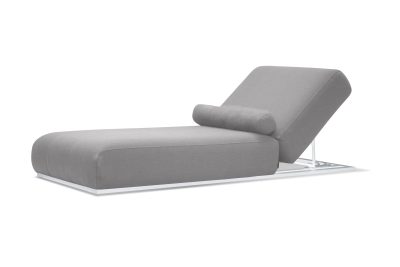 BONDI Heather Grey Sunbrella Fabric White Aluminum Lounger Chair