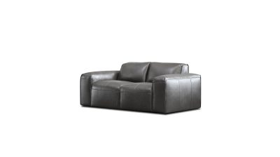 BOONE Iron Ore Italian Leather Loveseat Studio Size