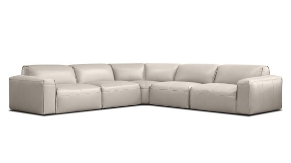 BOONE Italian Leather Taupe Sectional Sofa 5 Piece Set 2