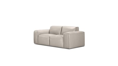 BOONE Taupe Italian Leather Loveseat Studio Size