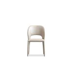 BOSCO Taupe Pebbled Leather Dining Chair with Metal