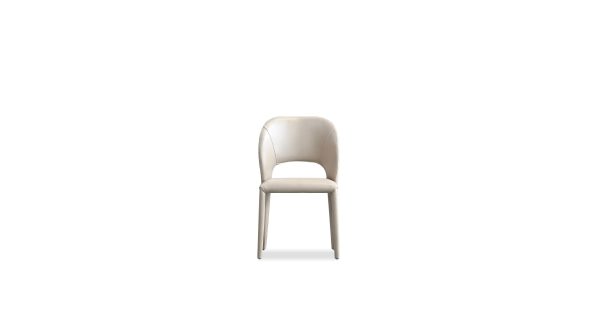 BOSCO Taupe Pebbled Leather Dining Chair with Metal 1 2