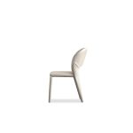 BOSCO Taupe Pebbled Leather Dining Chair with Metal