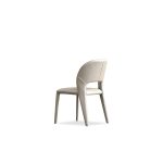 BOSCO Taupe Pebbled Leather Dining Chair with Metal