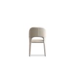 BOSCO Taupe Pebbled Leather Dining Chair with Metal