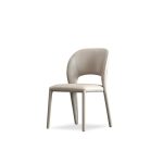 BOSCO Taupe Pebbled Leather Dining Chair with Metal