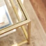 Gold Metal Frame Glass End Table with Tempered Glass Shelves