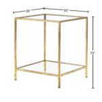 Gold Metal Frame Glass End Table with Tempered Glass Shelves