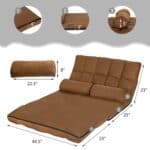 Foldable Faux Suede Floor Sofa Bed with Adjustable Positions 10 Foldable Faux Suede Floor Sofa Bed with Adjustable Positions