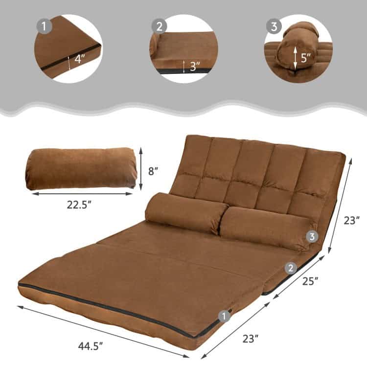 Foldable Faux Suede Floor Sofa Bed with Adjustable Positions 5 Foldable Faux Suede Floor Sofa Bed with Adjustable Positions - Image 5