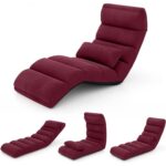 Burgundy Adjustable Foldable Sofa Bed Lounger with Pillow 6 Burgundy Adjustable Foldable Sofa Bed Lounger with Pillow