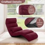 Burgundy Adjustable Foldable Sofa Bed Lounger with Pillow 9 Burgundy Adjustable Foldable Sofa Bed Lounger with Pillow