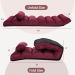 Burgundy Adjustable Foldable Sofa Bed Lounger with Pillow 10 Burgundy Adjustable Foldable Sofa Bed Lounger with Pillow