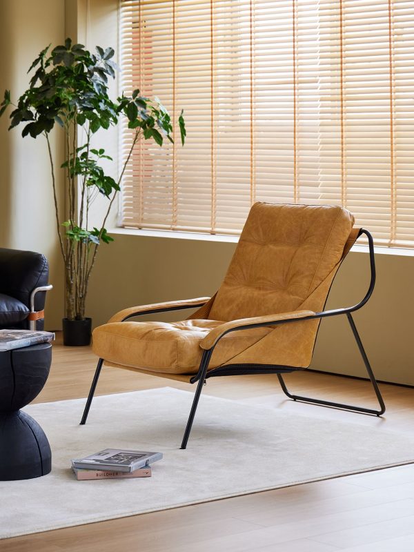 BREUER Antique Rum Leather Lounge Chair Charcoal Legs 4 2