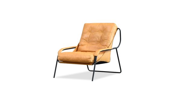 BREUER Antique Rum Leather Lounge Chair Charcoal Legs 7