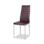 Modern High Back Brown PVC Leather Dining Chairs with Metal Legs (Set of 4)