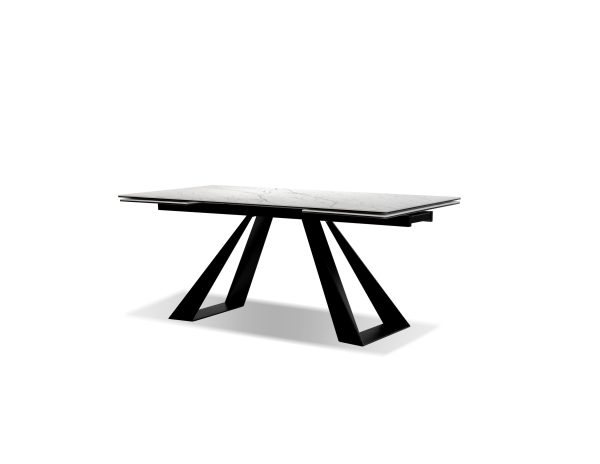 BRIDGE Carrara White Ceramic Extension Dining Table 1 2