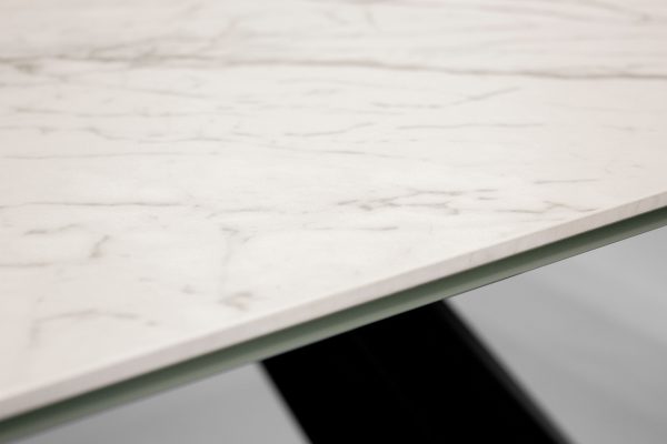 BRIDGE Carrara White Ceramic Extension Dining Table 4 2