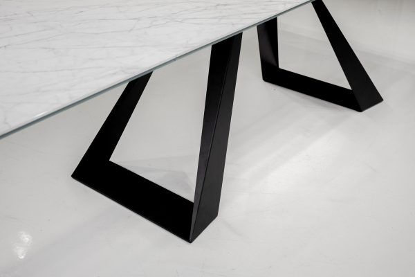 BRIDGE Carrara White Ceramic Extension Dining Table 5 2