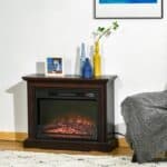 31 Inch Brown Electric Fireplace Heater with Mantel and Remote