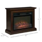 31 Inch Brown Electric Fireplace Heater with Mantel and Remote