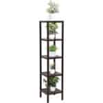 Brown Bamboo 4-Shelf Narrow Versatile Storage Rack Bookcase