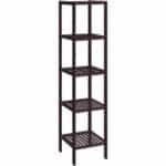 Brown Bamboo 4-Shelf Narrow Versatile Storage Rack Bookcase