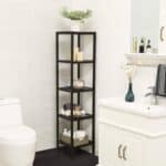 Brown Bamboo 4-Shelf Narrow Versatile Storage Rack Bookcase