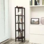 Brown Bamboo 4-Shelf Narrow Versatile Storage Rack Bookcase
