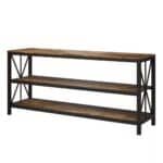 Modern Black Metal TV Stand with Barnwood Finish Shelves 7 Modern Black Metal TV Stand with Barnwood Finish Shelves