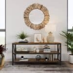 Modern Black Metal TV Stand with Barnwood Finish Shelves 8 Modern Black Metal TV Stand with Barnwood Finish Shelves