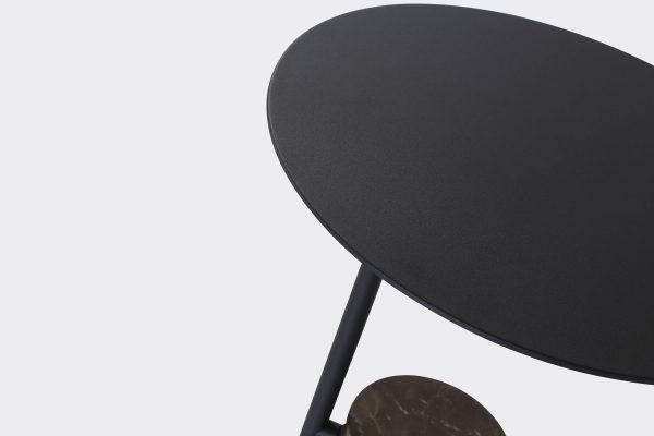BUTLER Black Steel and Brown Marble End Table 2