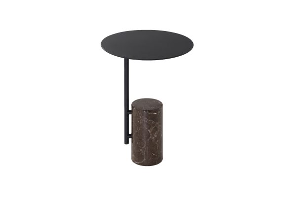 BUTLER Black Steel and Brown Marble End Table