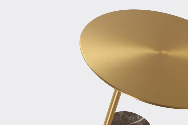 BUTLER Brass Powder Coated Steel Brown Marble End Table 2