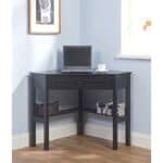 Black Corner Computer Desk with Shelves and Drawer for Storage 4 Black Corner Computer Desk with Shelves and Drawer for Storage
