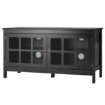 Black Wood TV Stand with Glass Doors for 50-Inch TVs 6 Black Wood TV Stand with Glass Doors for 50-Inch TVs