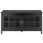 Black Wood TV Stand with Glass Doors for 50-Inch TVs 9 Black Wood TV Stand with Glass Doors for 50-Inch TVs
