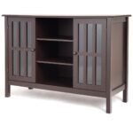 Brown Wood 43-Inch TV Stand with Shelves and Cabinets
