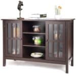 Brown Wood 43-Inch TV Stand with Shelves and Cabinets