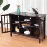Brown Wood 43-Inch TV Stand with Shelves and Cabinets