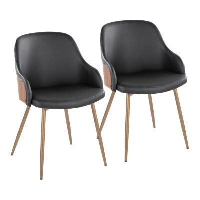 Bacci Antique Copper and Black Faux Leather Chairs (Set of 2)