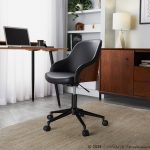 Bacci Black Faux Leather Walnut Contemporary Office Chair 8 Bacci Black Faux Leather Walnut Contemporary Office Chair